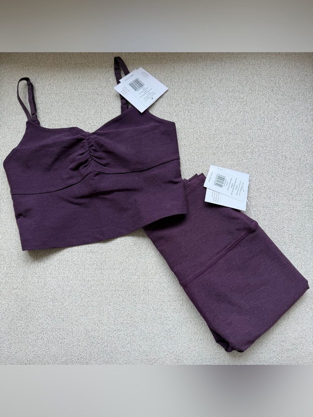 NWT Beyond Yoga Set: Raise The Barre Tank & Midi Legging Eggplant Purple Heather - Picture 10 of 10